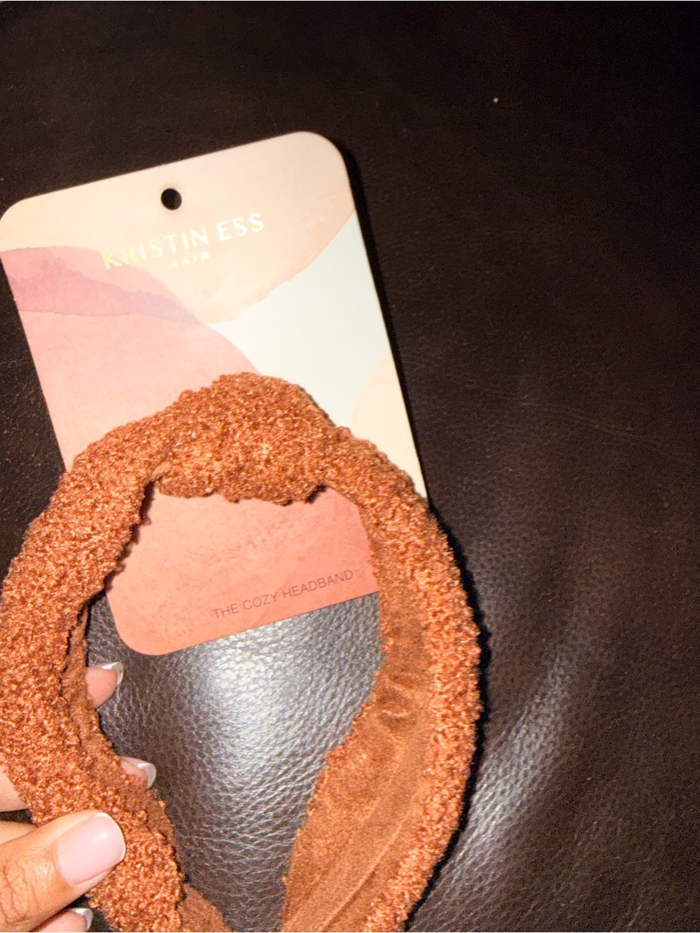 The Cozy Textured Knot Headband - Kristin Ess Rust Brown - Picture 2 of 8